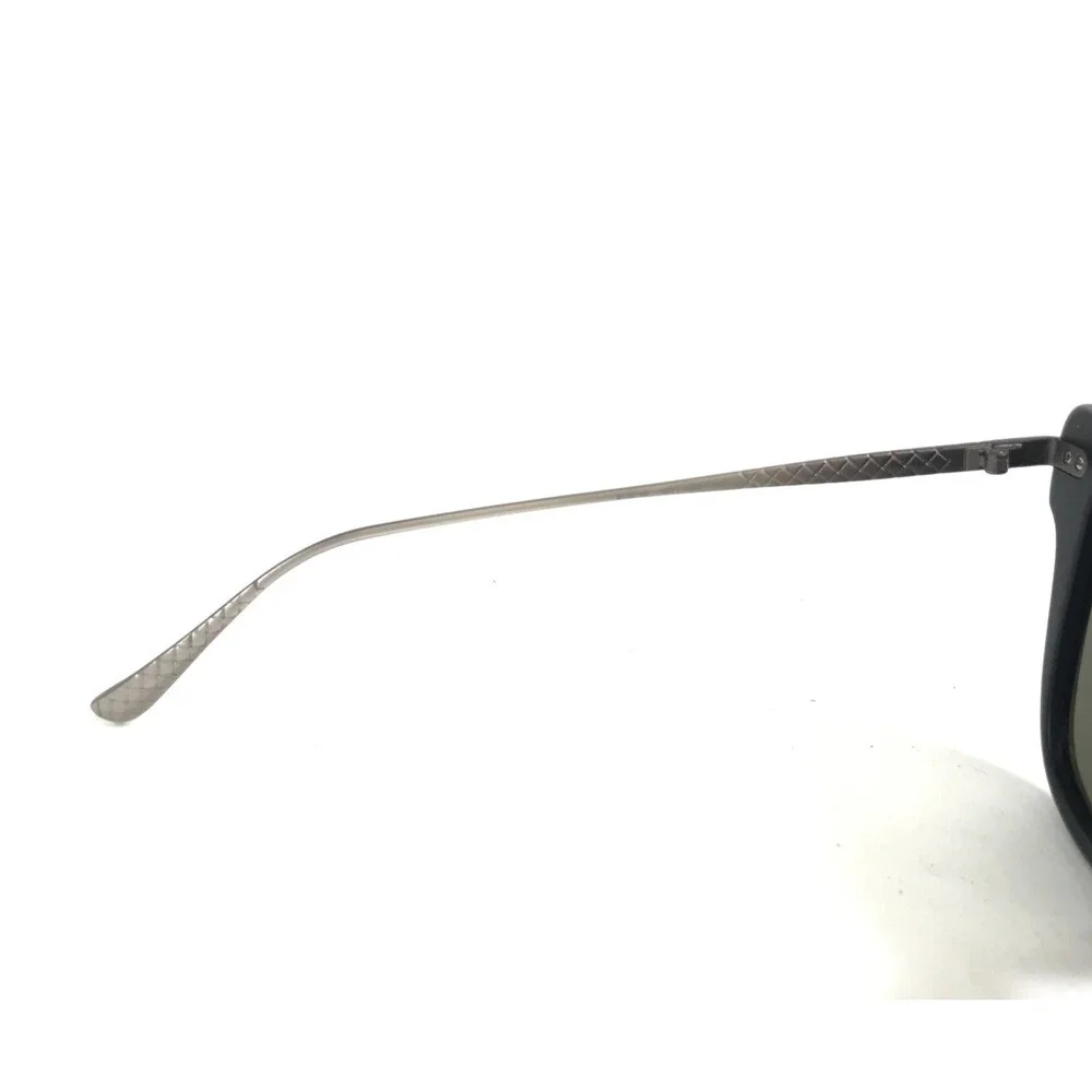 Bottega Veneta Sunglasses BV0074S 001 Matte Black Gray Cat Eye with Green Lenses
